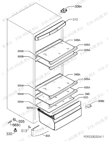 Схема №5 S63300KDW0 с изображением Блок управления для холодильника Aeg 973925041722001